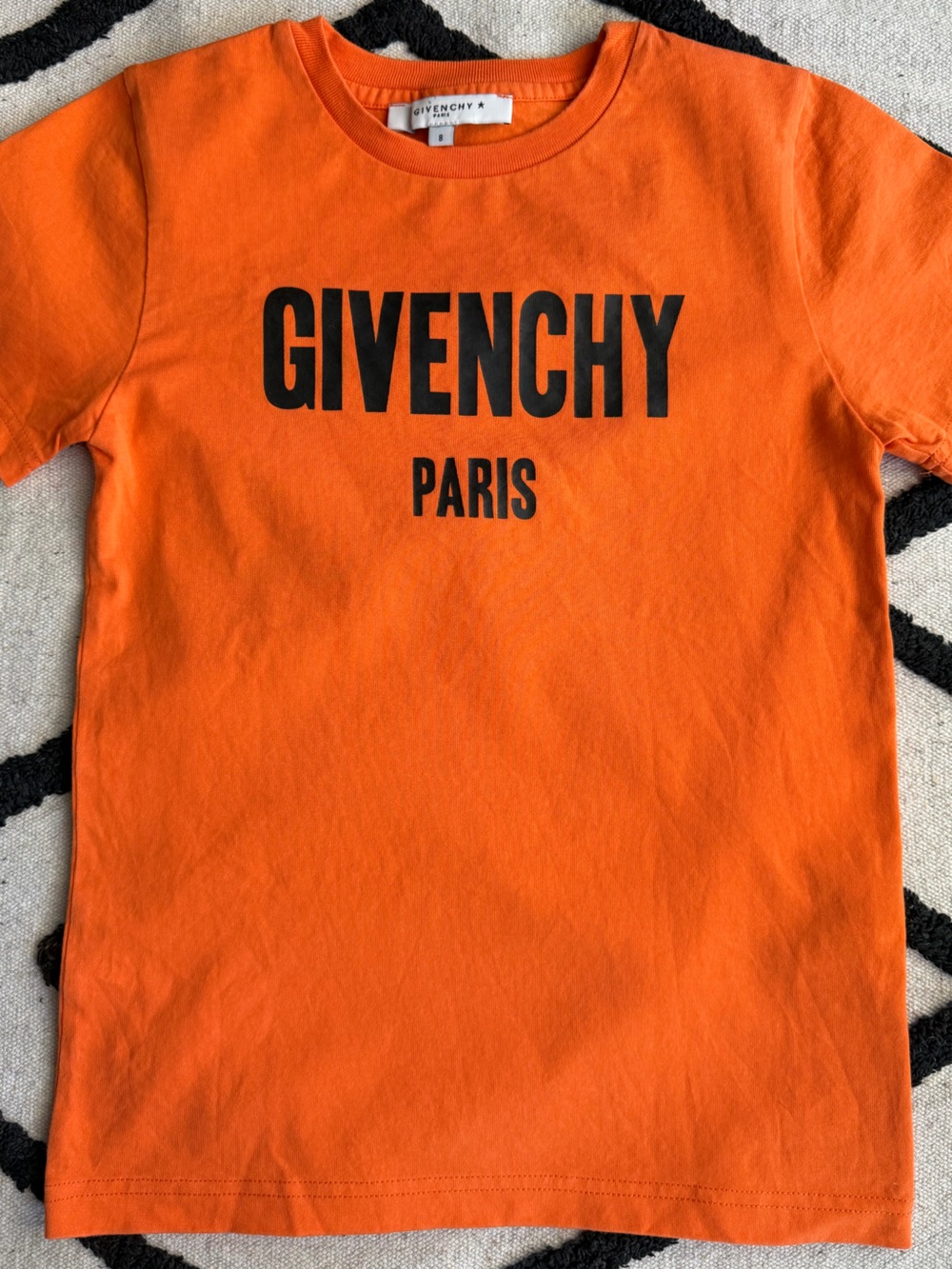 Givenchy Orange Kids Logo Tee with Black Lettering